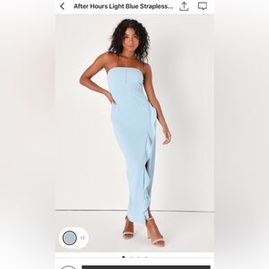Lulu’s After Hours Light Blue Strapless Dress- NWT